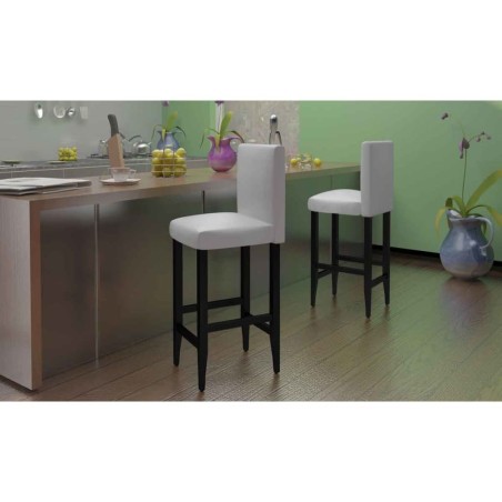 Tabourets de bar lot de 4 blanc similicuir 