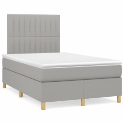 Sommier à lattes de lit et matelas gris clair 120x190 cm tissu 