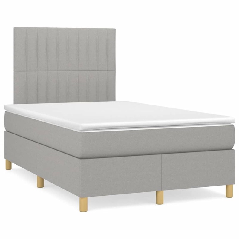 Sommier à lattes de lit et matelas gris clair 120x190 cm tissu 