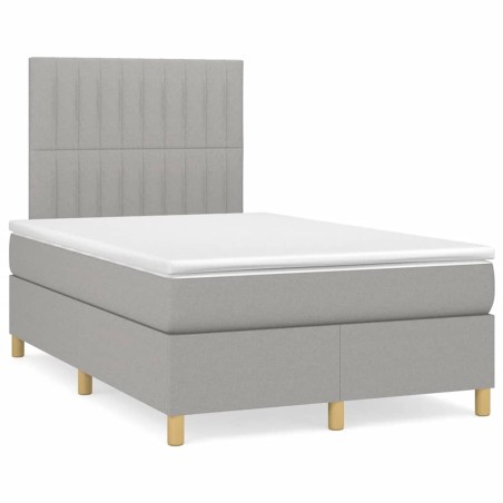 Sommier à lattes de lit et matelas gris clair 120x190 cm tissu 