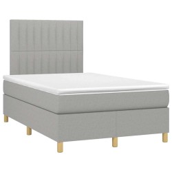 Sommier à lattes de lit et matelas gris clair 120x190 cm tissu 