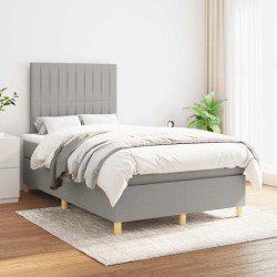 Sommier à lattes de lit et matelas gris clair 120x190 cm tissu 