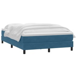 Sommier à lattes de lit et matelas bleu foncé 140x220cm velours 