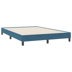 Sommier à lattes de lit et matelas bleu foncé 140x220cm velours 