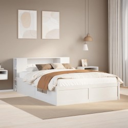 Cadre de lit sans matelas blanc 120x200 cm bois de pin massif 