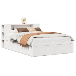 Cadre de lit sans matelas blanc 120x200 cm bois de pin massif 