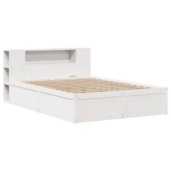 Cadre de lit sans matelas blanc 120x200 cm bois de pin massif 