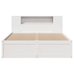 Cadre de lit sans matelas blanc 120x200 cm bois de pin massif 