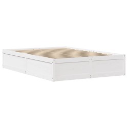 Cadre de lit sans matelas blanc 120x200 cm bois de pin massif 