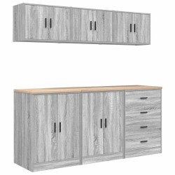 Armoires de garage 6 pcs sonoma gris bois d'ingénierie 