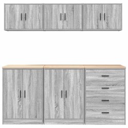 Armoires de garage 6 pcs sonoma gris bois d'ingénierie 
