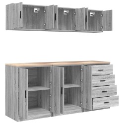 Armoires de garage 6 pcs sonoma gris bois d'ingénierie 