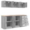 Armoires de garage 6 pcs sonoma gris bois d'ingénierie 