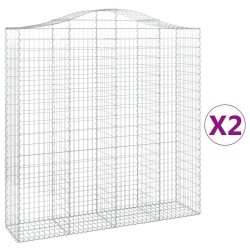 Paniers à gabions arqués 2 pcs 200x50x200/220 cm Fer galvanisé 