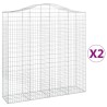 Paniers à gabions arqués 2 pcs 200x50x200/220 cm Fer galvanisé 