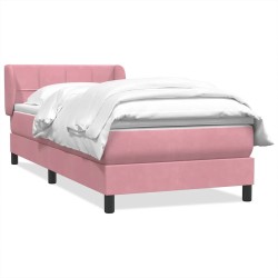 Sommier à lattes de lit avec matelas rose 90x220 cm velours 