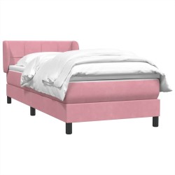 Sommier à lattes de lit avec matelas rose 90x220 cm velours 