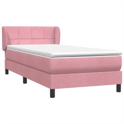 Sommier à lattes de lit avec matelas rose 90x220 cm velours 