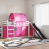 Lit superposé sans matelas avec toboggan et rideaux 80x200 cm 
