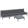 Salon de jardin 5 pcs avec coussins anthracite bois de pin 