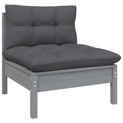 Salon de jardin 5 pcs avec coussins anthracite bois de pin 