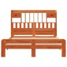 Lit bibliothèque sans matelas cire marron 160x200 cm pin massif 