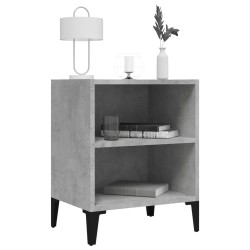 Table de chevet avec pieds en métal gris béton 40x30x50 cm 