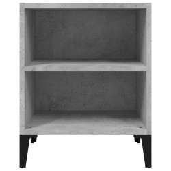 Table de chevet avec pieds en métal gris béton 40x30x50 cm 