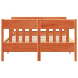 Cadre de lit sans matelas cire marron 140x190cm bois pin massif 