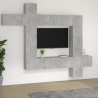 Ensemble de meubles TV 9 pcs Gris béton Bois d'ingénierie 