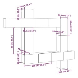 Ensemble de meubles TV 9 pcs Gris béton Bois d'ingénierie 