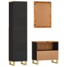 Ensemble d'armoires de bain 3 pcs marron noir bois de manguier 