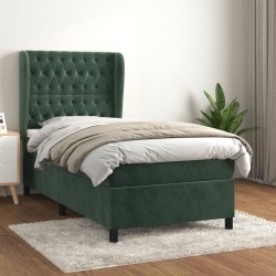 Sommier à lattes de lit avec matelas Vert foncé 90x190 cm 