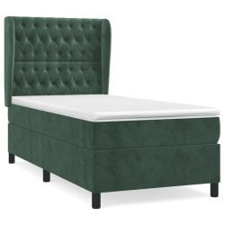 Sommier à lattes de lit avec matelas Vert foncé 90x190 cm 