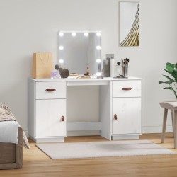 Ensemble de coiffeuse avec LED Blanc Bois de pin solide 