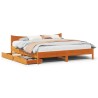 Cadre de lit avec tiroirs cire marron 200x200cm bois pin massif 
