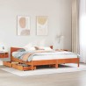 Cadre de lit avec tiroirs cire marron 200x200cm bois pin massif 
