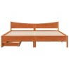 Cadre de lit avec tiroirs cire marron 200x200cm bois pin massif 
