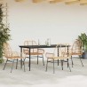 Ensemble à manger jardin 5pcs marron poly rotin verre 