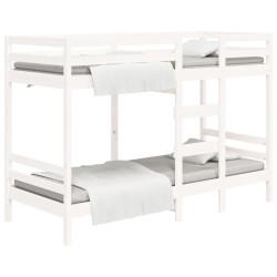 Lit superposé sans matelas blanc 90x190 cm bois de pin massif 