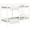 Lit superposé sans matelas blanc 90x190 cm bois de pin massif 