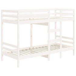 Lit superposé sans matelas blanc 90x190 cm bois de pin massif 