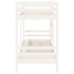 Lit superposé sans matelas blanc 90x190 cm bois de pin massif 