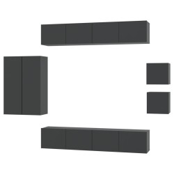 Ensemble de meubles TV 8 pcs Noir Bois d'ingénierie 