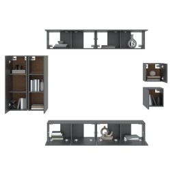 Ensemble de meubles TV 8 pcs Noir Bois d'ingénierie 