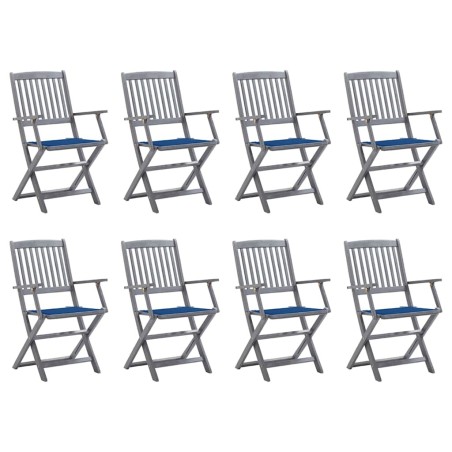 Chaises pliables d'extérieur lot de 8 et coussins Bois d'acacia 