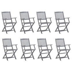 Chaises pliables d'extérieur lot de 8 et coussins Bois d'acacia 