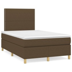 Sommier à lattes de lit et matelas marron foncé 120x190cm tissu 
