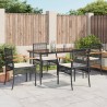 Ensemble à manger de jardin coussins 5pcs Noir Résine tressée 