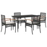 Ensemble à manger de jardin coussins 5pcs Noir Résine tressée 